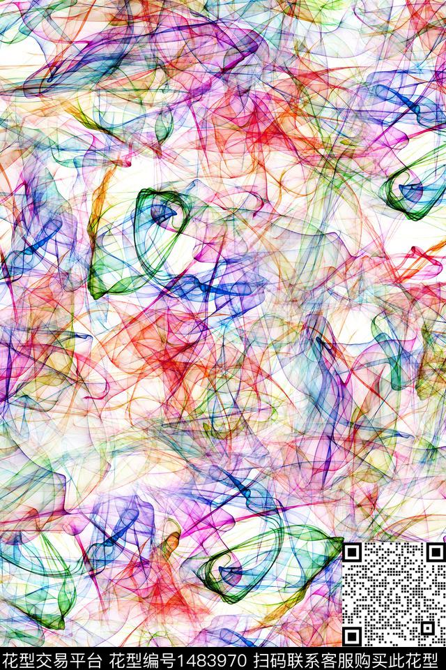 抽象小清新真丝数码印花华亿平台下载（图片编号: 1483970） - 瓦栏（Walan）