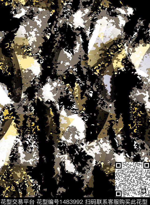 格子几何大牌风数码印花华亿平台下载（图片编号: 1483992） - 瓦栏（Walan）