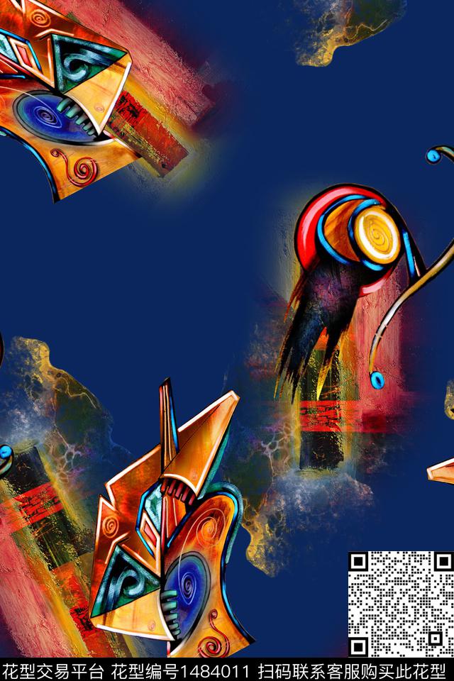 旗袍香云纱抽象艺术小香风真丝中老年数码印花华亿平台下载（图片编号: 1484011） - 瓦栏（Walan）