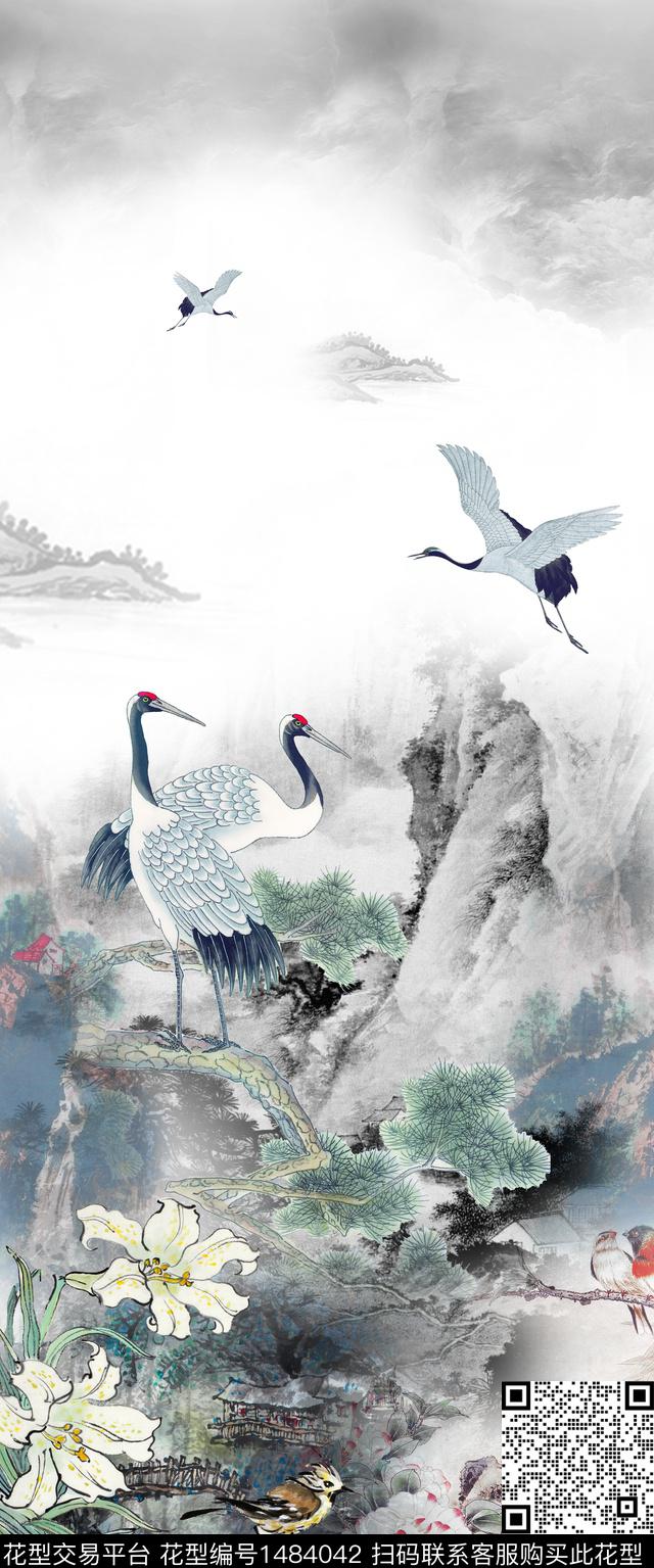 中国风定位旗袍杭州真丝定位旗袍香云纱数码印花华亿平台下载（图片编号: 1484042） - 瓦栏（Walan）