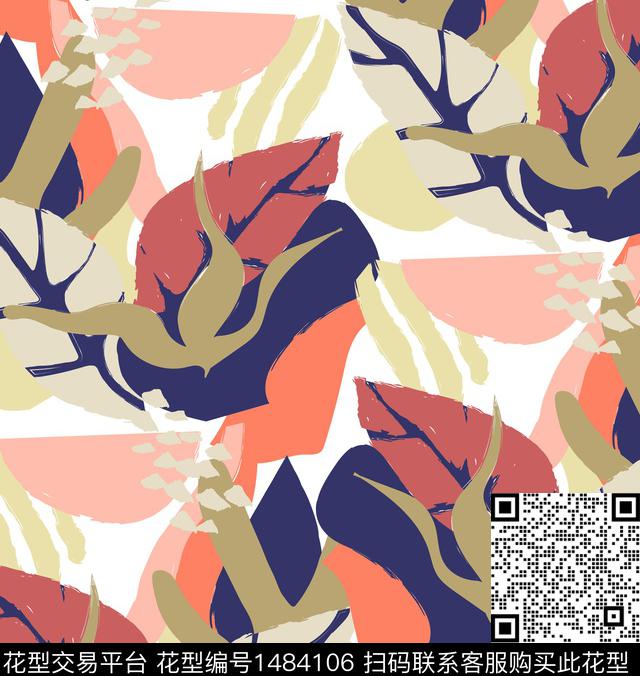 绿植树叶几何年轻女性传统印花华亿平台下载（图片编号: 1484106） - 瓦栏（Walan）