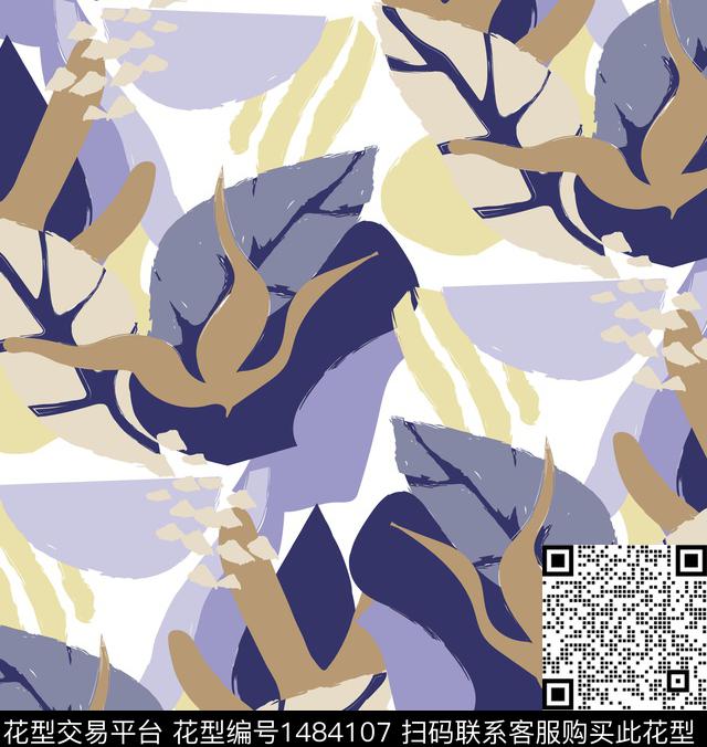 绿植树叶几何年轻女性传统印花华亿平台下载（图片编号: 1484107） - 瓦栏（Walan）