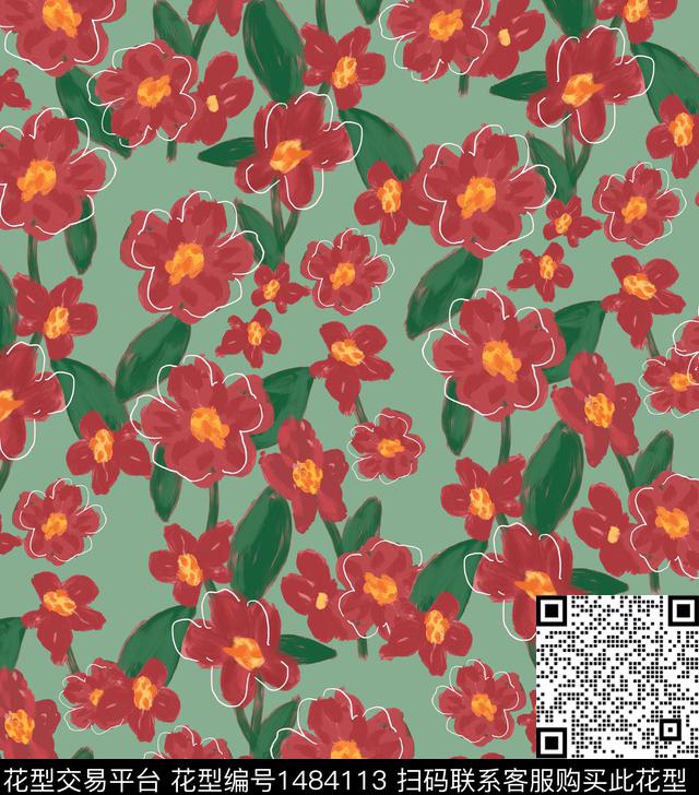 年轻女性小碎花清新风数码印花华亿平台下载（图片编号: 1484113） - 瓦栏（Walan）