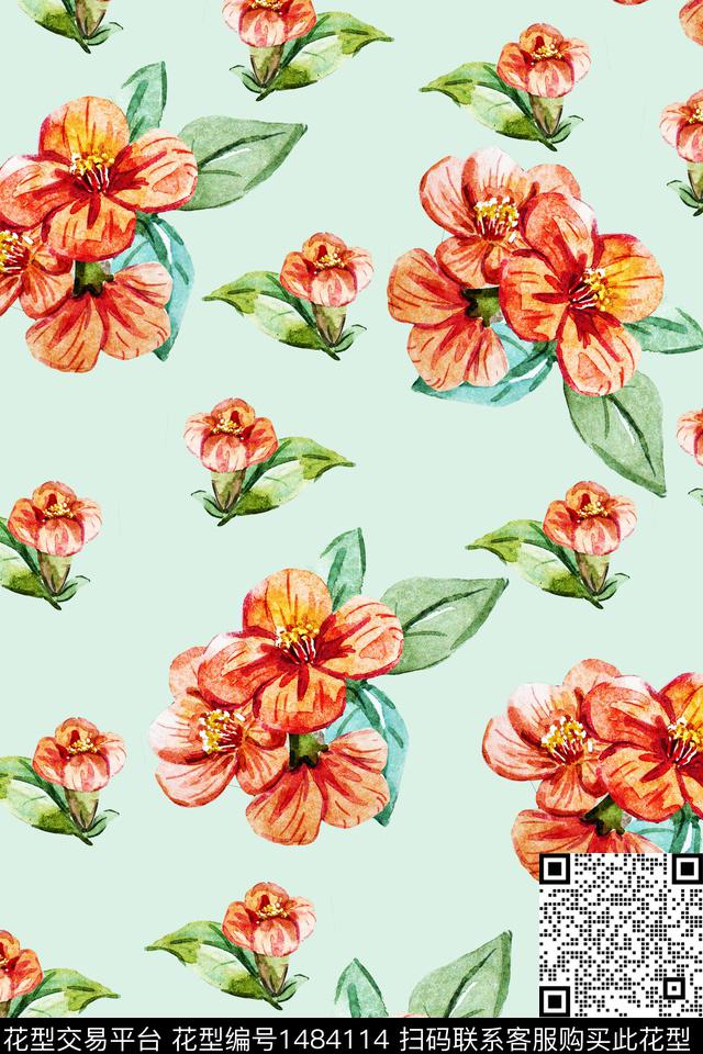 田园连衣裙清爽底花卉数码印花华亿平台下载（图片编号: 1484114） - 瓦栏（Walan）