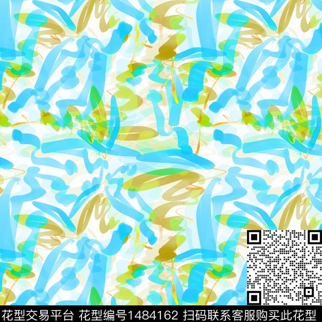 线条抽象手绘数码印花华亿平台下载（图片编号: 1484162） - 瓦栏（Walan）