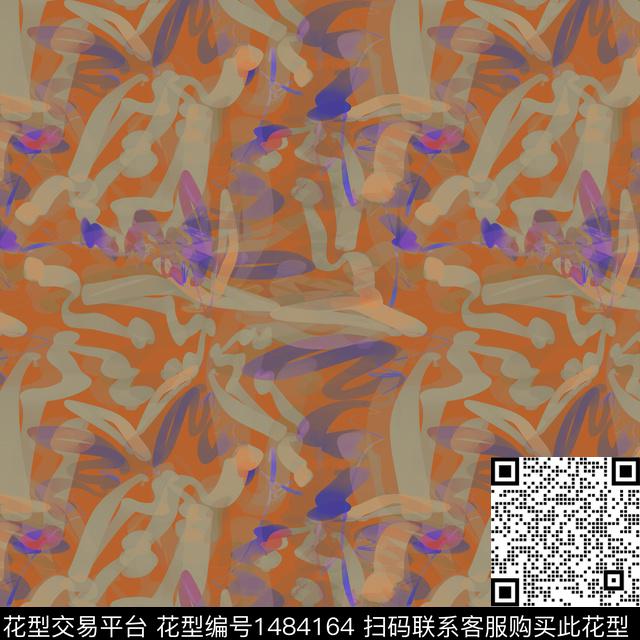 线条抽象手绘数码印花华亿平台下载（图片编号: 1484164） - 瓦栏（Walan）