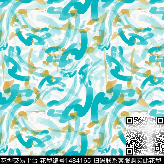 线条抽象手绘数码印花华亿平台下载（图片编号: 1484165） - 瓦栏（Walan）