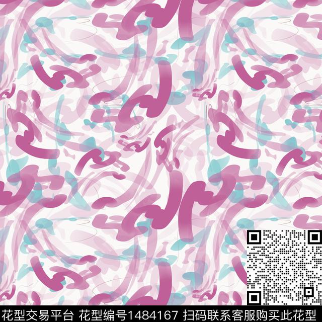 线条抽象手绘数码印花华亿平台下载（图片编号: 1484167） - 瓦栏（Walan）