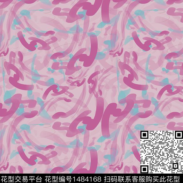 线条抽象手绘数码印花华亿平台下载（图片编号: 1484168） - 瓦栏（Walan）