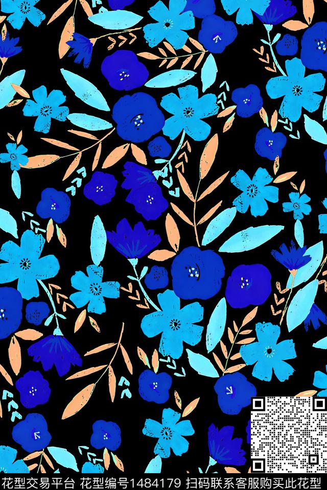 花卉小清新真丝数码印花华亿平台下载（图片编号: 1484179） - 瓦栏（Walan）