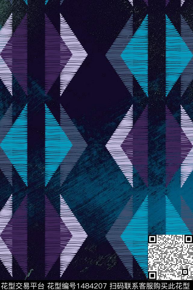 炫彩水彩撞色数码印花华亿平台下载（图片编号: 1484207） - 瓦栏（Walan）