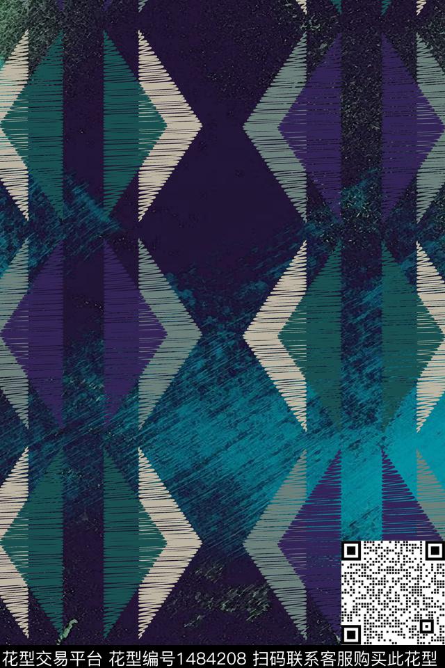 炫彩水彩撞色数码印花华亿平台下载（图片编号: 1484208） - 瓦栏（Walan）