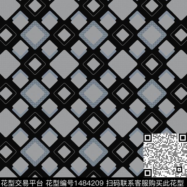 格子几何男装传统印花华亿平台下载（图片编号: 1484209） - 瓦栏（Walan）