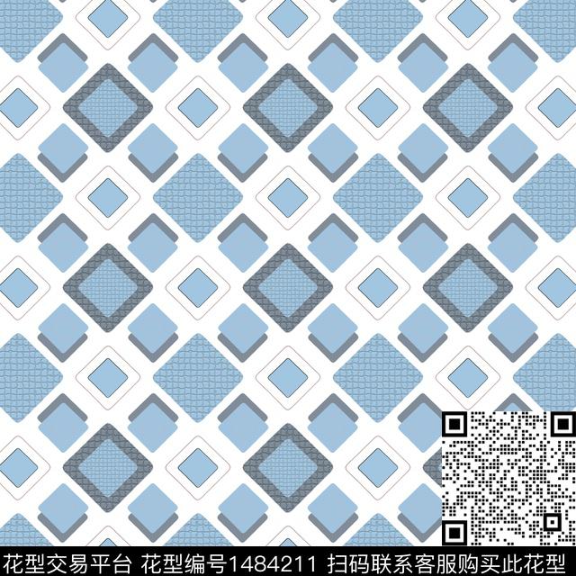 格子几何男装传统印花华亿平台下载（图片编号: 1484211） - 瓦栏（Walan）