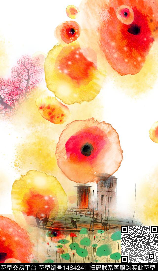 旗袍香云纱审真丝数码印花华亿平台下载（图片编号: 1484241） - 瓦栏（Walan）