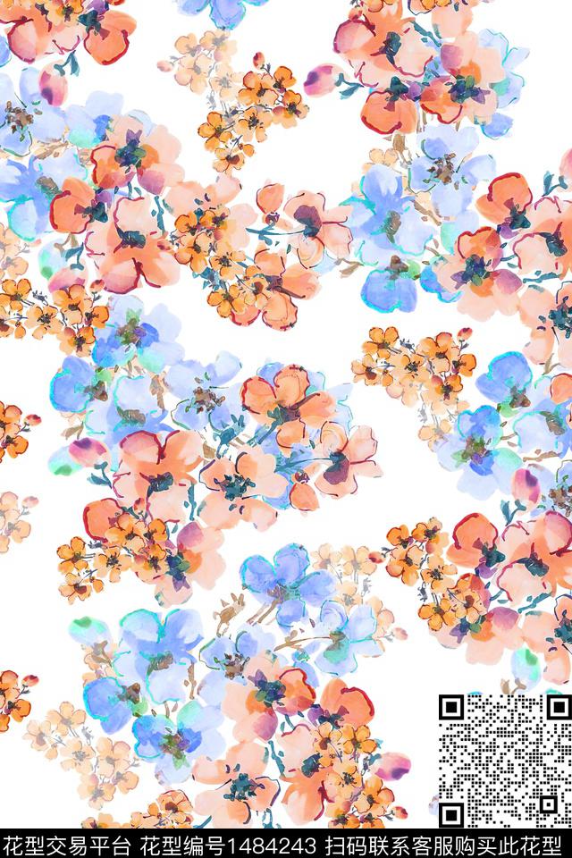 绿植树叶水彩大牌风数码印花华亿平台下载（图片编号: 1484243） - 瓦栏（Walan）