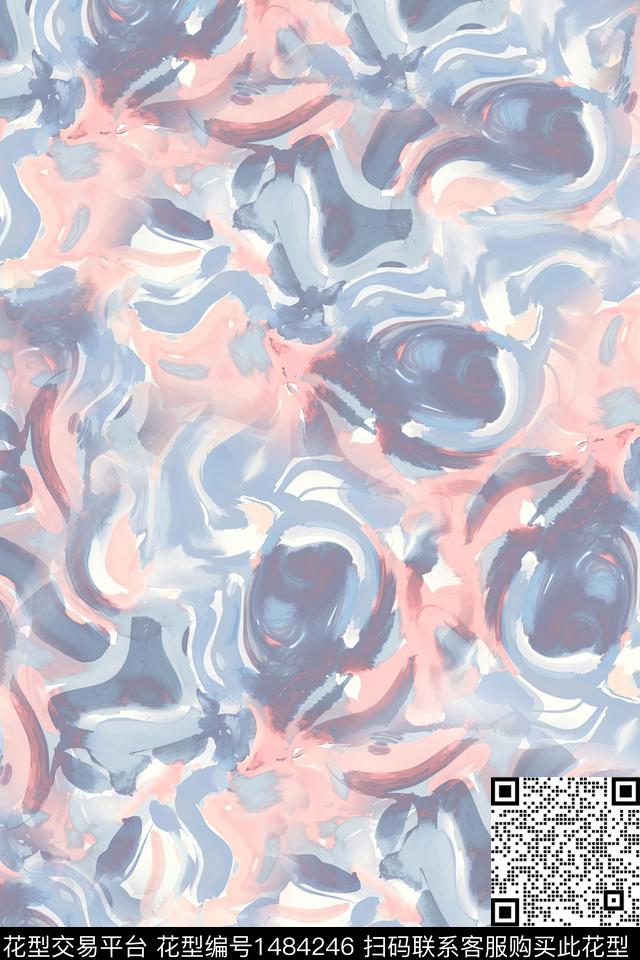 水彩肌理大牌风数码印花华亿平台下载（图片编号: 1484246） - 瓦栏（Walan）