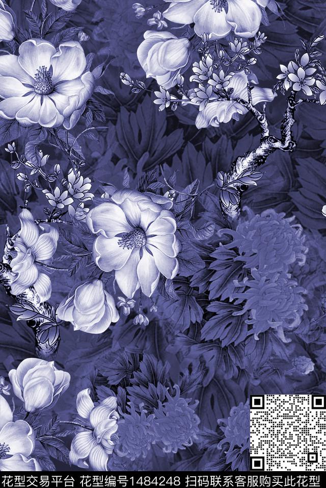 树林民族风中国风定位花数码印花华亿平台下载（图片编号: 1484248） - 瓦栏（Walan）