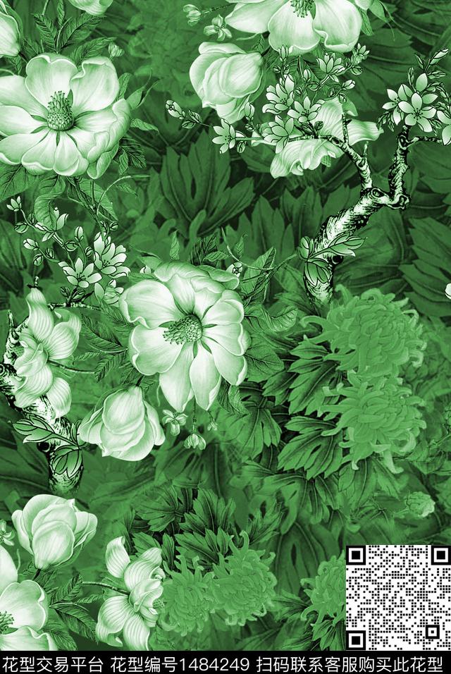 树林民族风中国风定位花数码印花华亿平台下载（图片编号: 1484249） - 瓦栏（Walan）