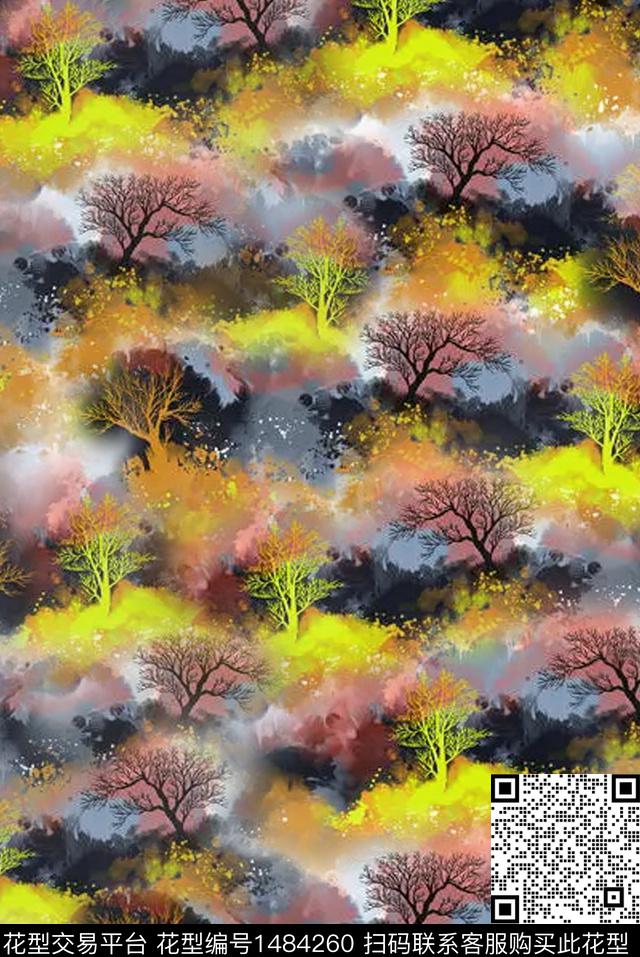 树林民族风中国风定位花数码印花华亿平台下载（图片编号: 1484260） - 瓦栏（Walan）