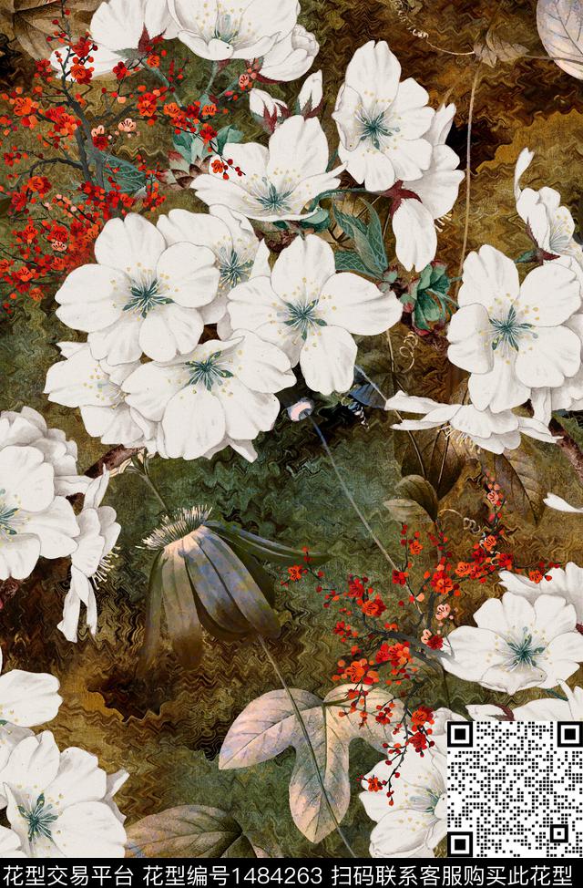 梅花香云纱中老年数码印花华亿平台下载（图片编号: 1484263） - 瓦栏（Walan）