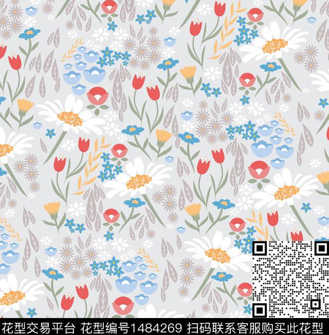 鹦鹉年轻女性小碎花数码印花华亿平台下载（图片编号: 1484269） - 瓦栏（Walan）