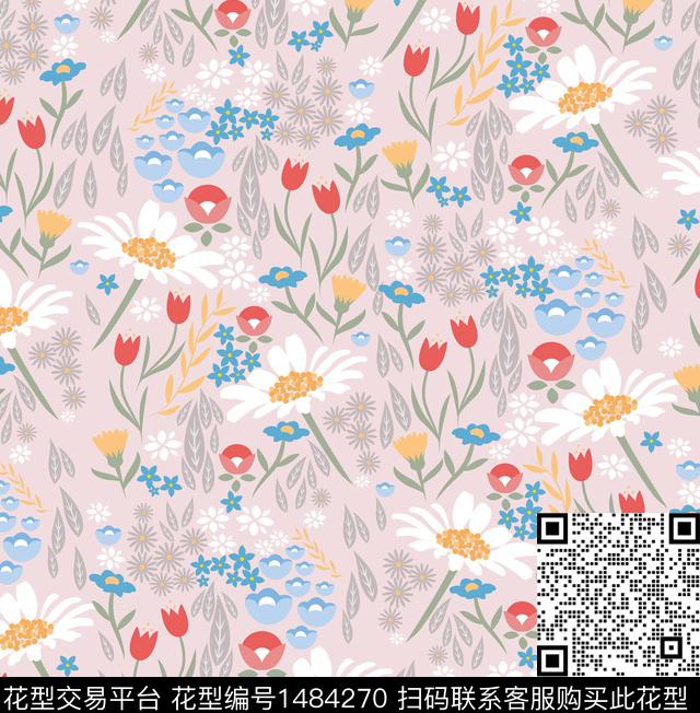 鹦鹉年轻女性小碎花数码印花华亿平台下载（图片编号: 1484270） - 瓦栏（Walan）