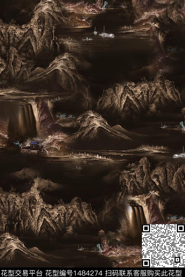 民族风中国风定位花国画数码印花华亿平台下载（图片编号: 1484274） - 瓦栏（Walan）