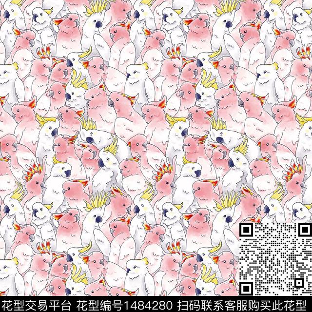 鹦鹉年轻女性小碎花数码印花华亿平台下载（图片编号: 1484280） - 瓦栏（Walan）