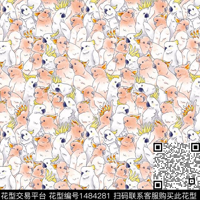 鹦鹉年轻女性小碎花数码印花华亿平台下载（图片编号: 1484281） - 瓦栏（Walan）