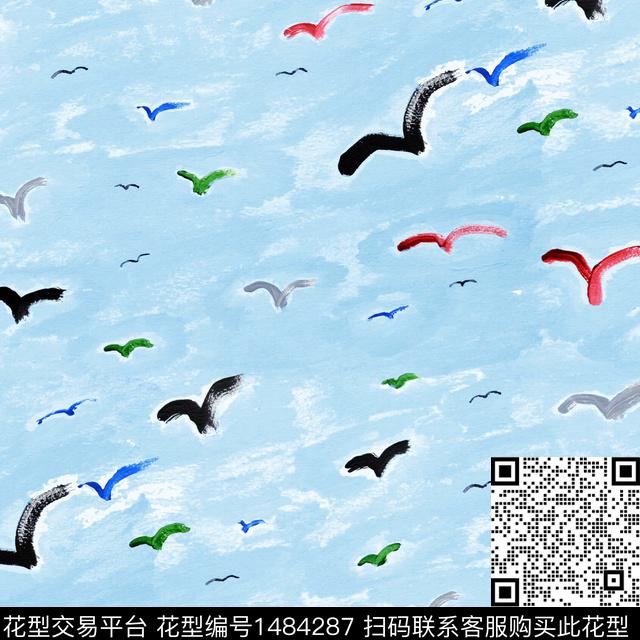 鹦鹉年轻女性小碎花数码印花华亿平台下载（图片编号: 1484287） - 瓦栏（Walan）