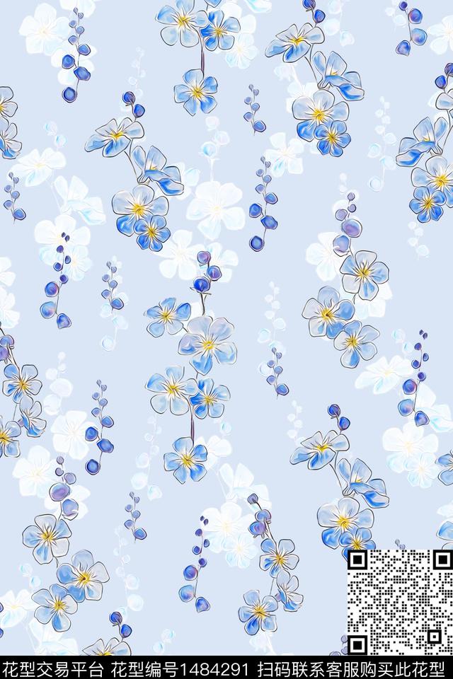 清爽底花卉花卉大牌风数码印花华亿平台下载（图片编号: 1484291） - 瓦栏（Walan）