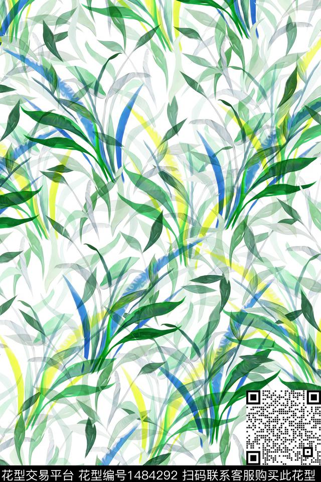 绿植树叶花卉小清新数码印花华亿平台下载（图片编号: 1484292） - 瓦栏（Walan）