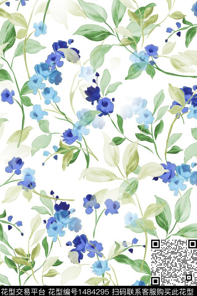 清爽底花卉花卉小清新数码印花华亿平台下载（图片编号: 1484295） - 瓦栏（Walan）