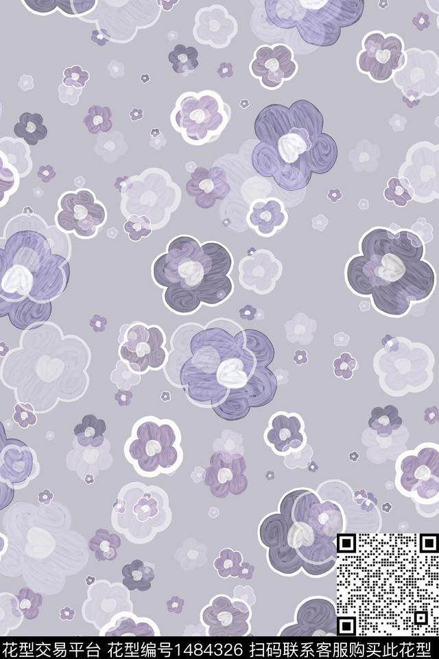 清爽底花卉花卉大牌风数码印花华亿平台下载（图片编号: 1484326） - 瓦栏（Walan）