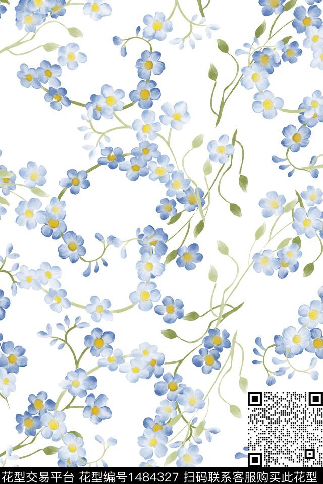 清爽底花卉花卉大牌风数码印花华亿平台下载（图片编号: 1484327） - 瓦栏（Walan）