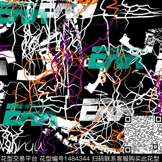线条几何趋势华亿平台数码印花华亿平台下载（图片编号: 1484344） - 瓦栏（Walan）
