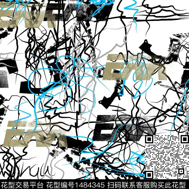 线条几何趋势华亿平台数码印花华亿平台下载（图片编号: 1484345） - 瓦栏（Walan）