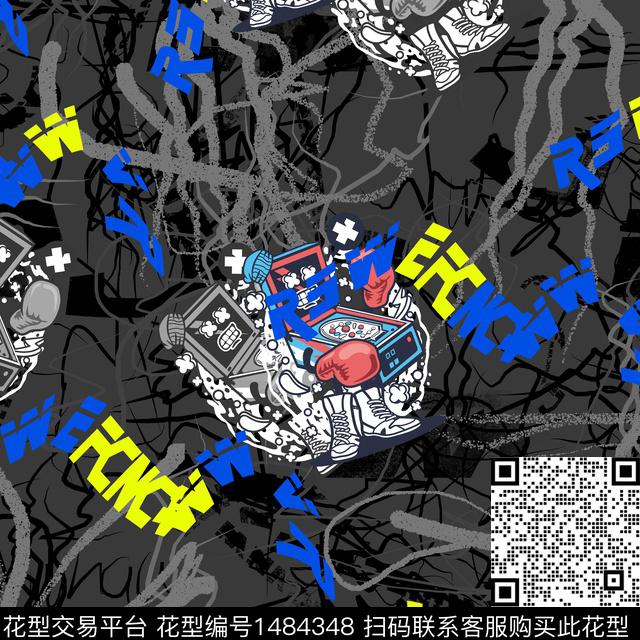 趋势华亿平台抽象男装小怪兽数码印花华亿平台下载（图片编号: 1484348） - 瓦栏（Walan）