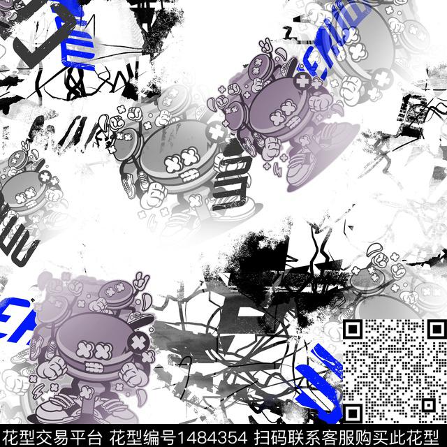 趋势华亿平台抽象男装小怪兽数码印花华亿平台下载（图片编号: 1484354） - 瓦栏（Walan）