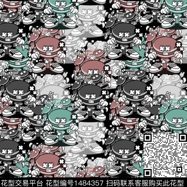 趋势华亿平台抽象男装小怪兽数码印花华亿平台下载（图片编号: 1484357） - 瓦栏（Walan）