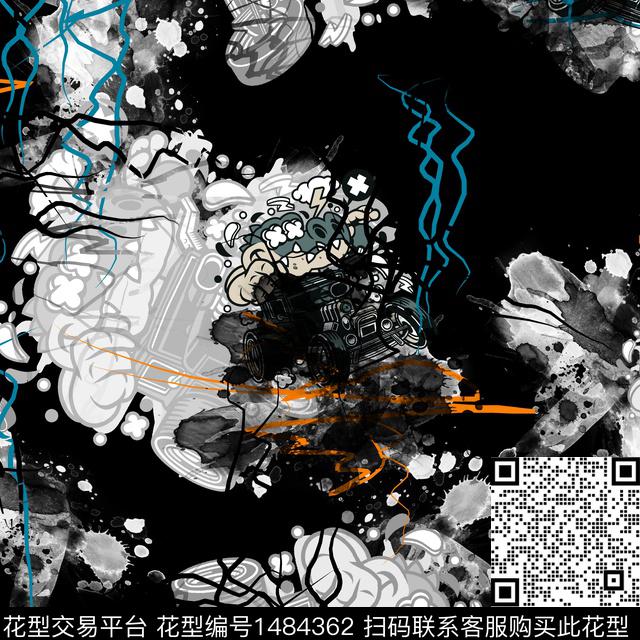 趋势华亿平台扎染华亿平台抽象男装数码印花华亿平台下载（图片编号: 1484362） - 瓦栏（Walan）