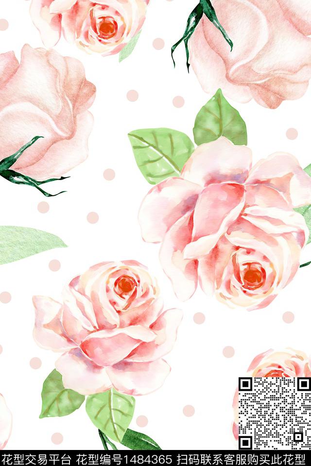 清爽底花卉花卉大牌风数码印花华亿平台下载（图片编号: 1484365） - 瓦栏（Walan）