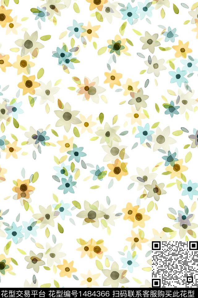 清爽底花卉花卉大牌风数码印花华亿平台下载（图片编号: 1484366） - 瓦栏（Walan）