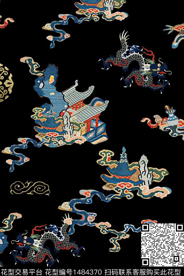 香云纱中国风真丝数码印花华亿平台下载（图片编号: 1484370） - 瓦栏（Walan）
