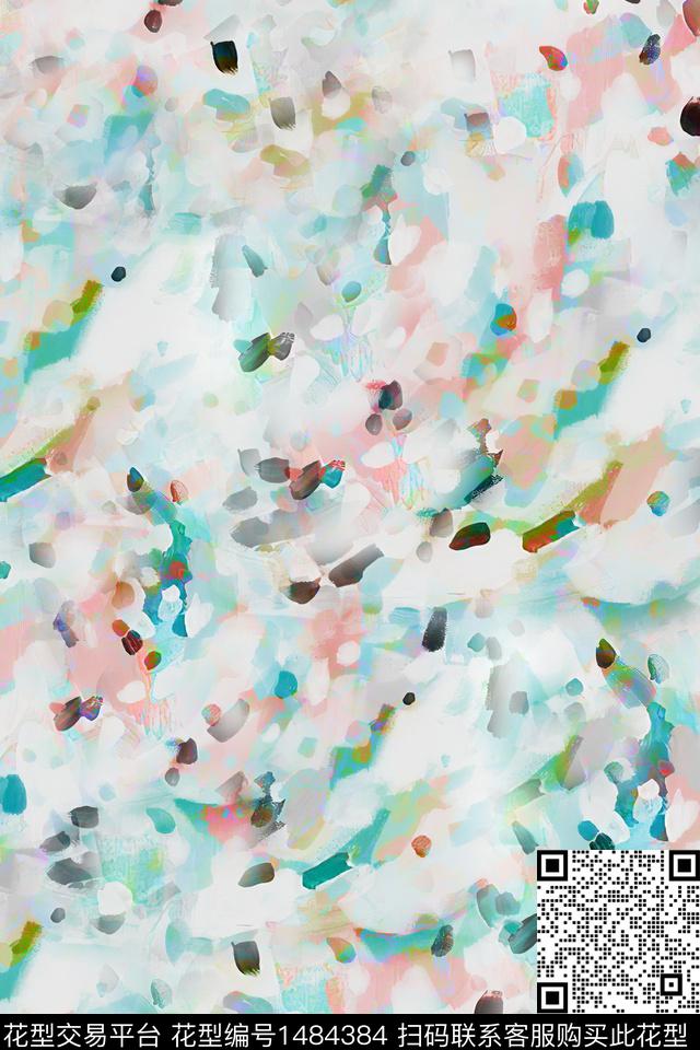 抽象小清新真丝数码印花华亿平台下载（图片编号: 1484384） - 瓦栏（Walan）