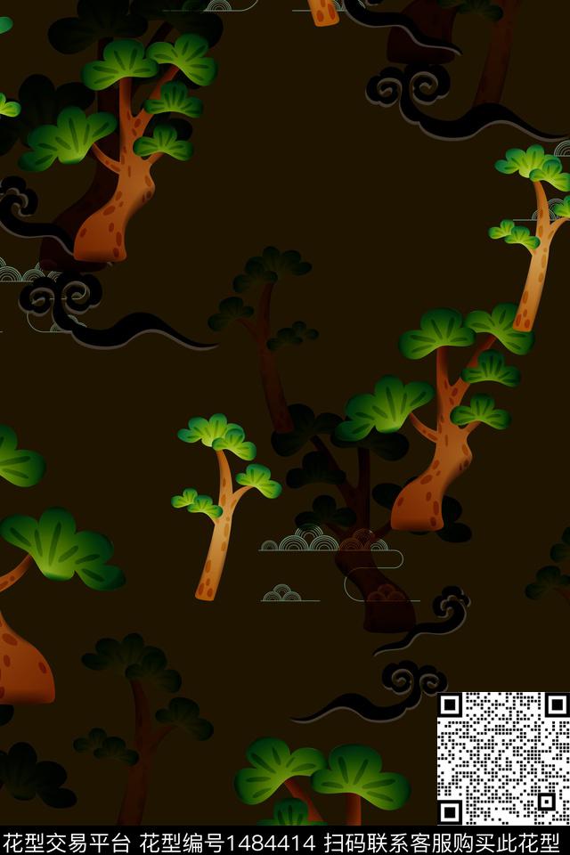 花卉中国风牡丹数码印花华亿平台下载（图片编号: 1484414） - 瓦栏（Walan）