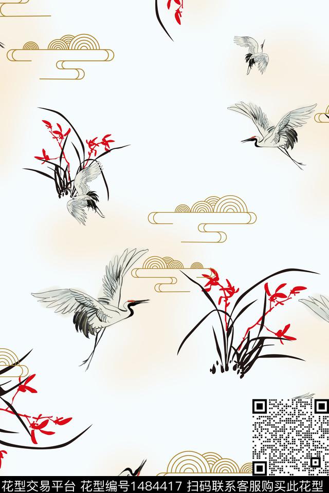 花卉中国风牡丹数码印花华亿平台下载（图片编号: 1484417） - 瓦栏（Walan）