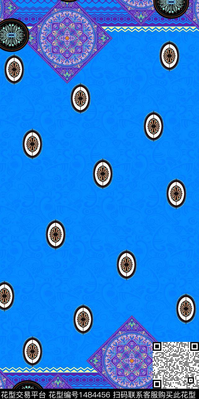 民族风定位花双边定位数码印花华亿平台下载（图片编号: 1484456） - 瓦栏（Walan）