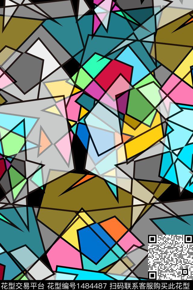 抽象男装户外家居服数码印花华亿平台下载（图片编号: 1484487） - 瓦栏（Walan）